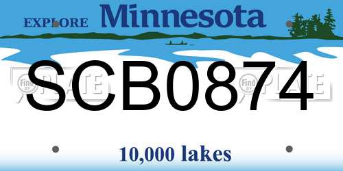 SCB0874 Minnesota License Plate