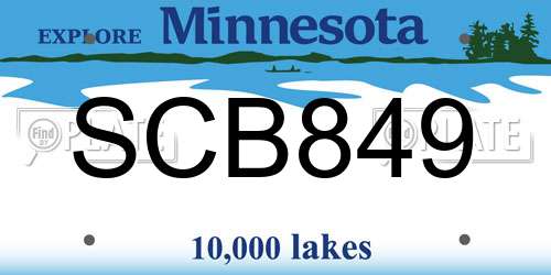 SCB849 Minnesota License Plate