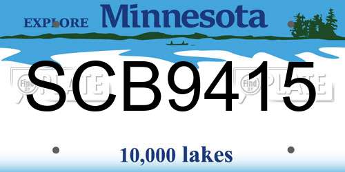SCB9415 Minnesota License Plate