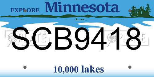 SCB9418 Minnesota License Plate