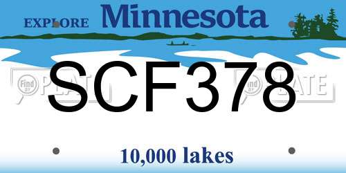 SCF378 Minnesota License Plate