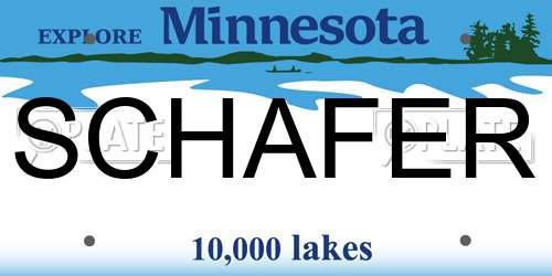 SCHAFER Minnesota License Plate