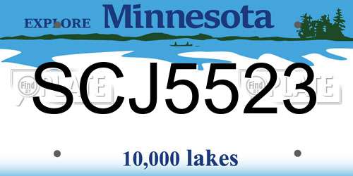 SCJ5523 Minnesota License Plate