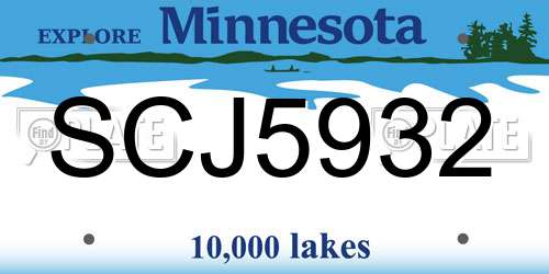 SCJ5932 Minnesota License Plate