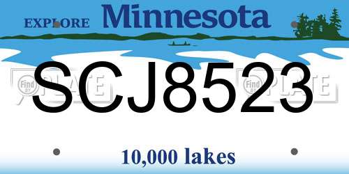 SCJ8523 Minnesota License Plate