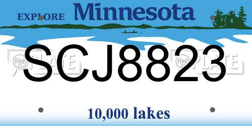 SCJ8823 Minnesota License Plate