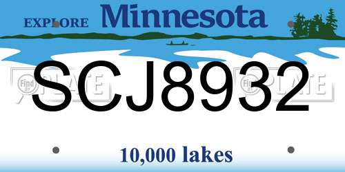 SCJ8932 Minnesota License Plate