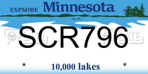 SCR796 Minnesota License Plate