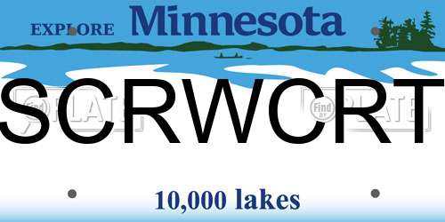 SCRWCRT Minnesota License Plate