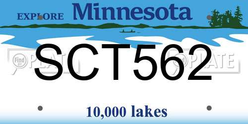 SCT562 Minnesota License Plate