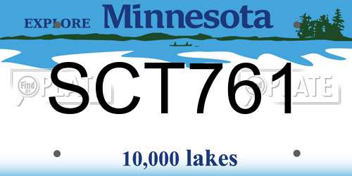 SCT761 Minnesota License Plate
