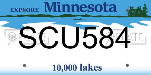 SCU584 Minnesota License Plate