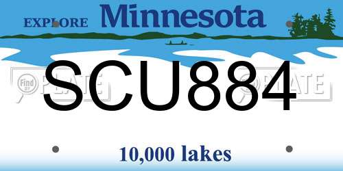 SCU884 Minnesota License Plate