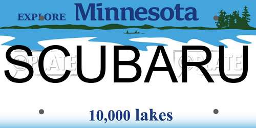 SCUBARU Minnesota License Plate
