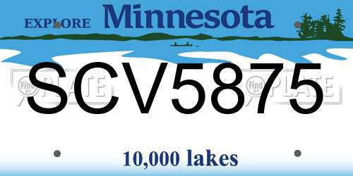 SCV5875 Minnesota License Plate