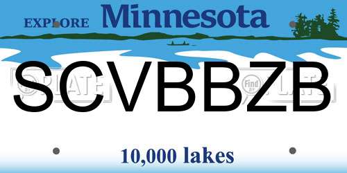 SCVBBZB Minnesota License Plate
