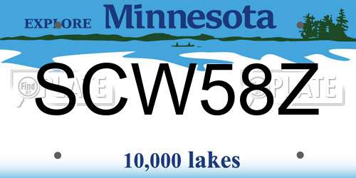SCW58Z Minnesota License Plate