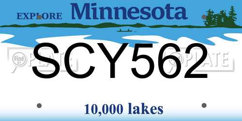 SCY562 Minnesota License Plate