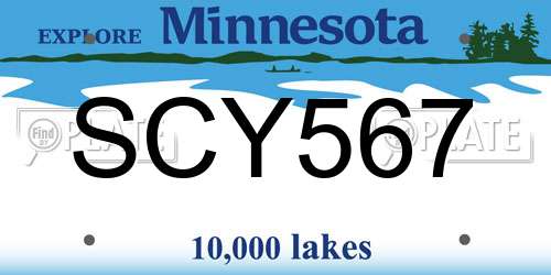 SCY567 Minnesota License Plate