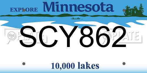 SCY862 Minnesota License Plate