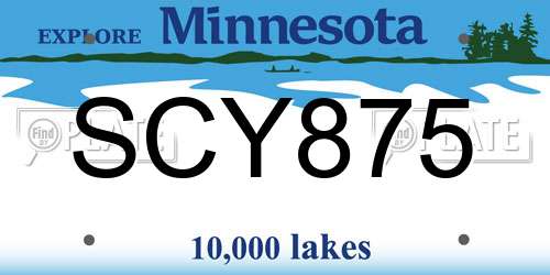 SCY875 Minnesota License Plate