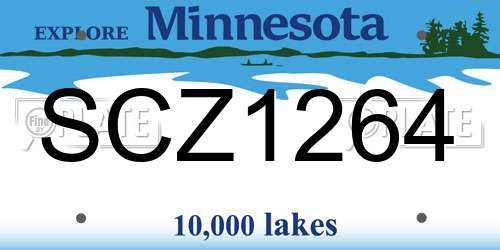 SCZ1264 Minnesota License Plate