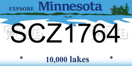 SCZ1764 Minnesota License Plate