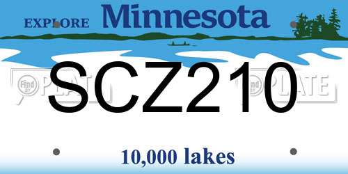 SCZ210 Minnesota License Plate