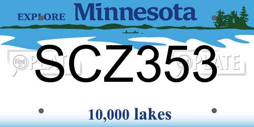 SCZ353 Minnesota License Plate