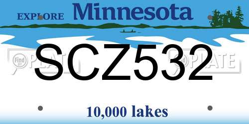 SCZ532 Minnesota License Plate