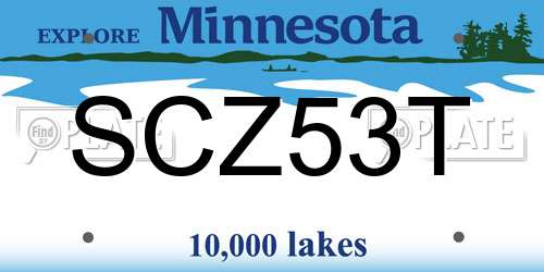 SCZ53T Minnesota License Plate