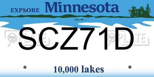 SCZ71D Minnesota License Plate
