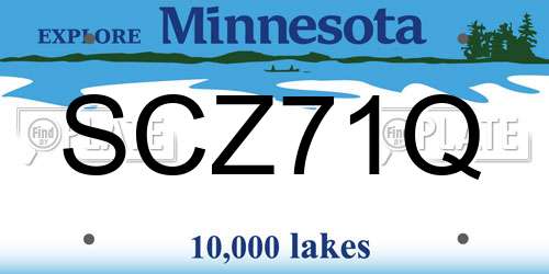 SCZ71Q Minnesota License Plate