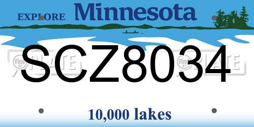 SCZ8034 Minnesota License Plate