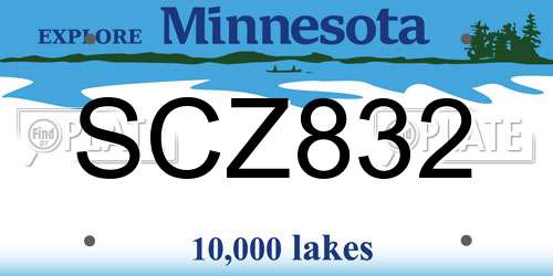 SCZ832 Minnesota License Plate