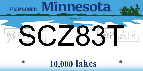 SCZ83T Minnesota License Plate