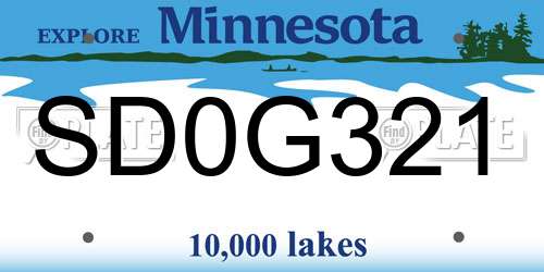 SD0G321 Minnesota License Plate