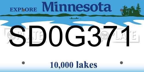 SD0G371 Minnesota License Plate