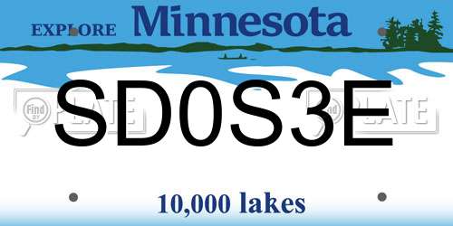 SD0S3E Minnesota License Plate