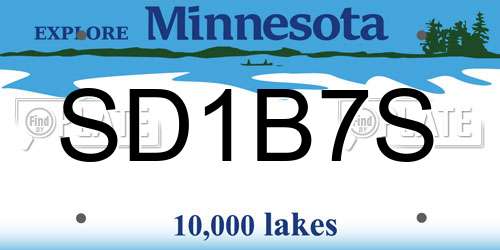 SD1B7S Minnesota License Plate