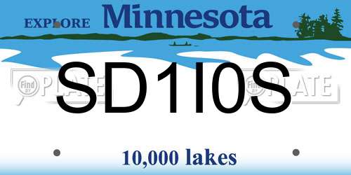 SD1I0S Minnesota License Plate