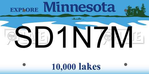 SD1N7M Minnesota License Plate