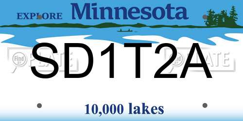 SD1T2A Minnesota License Plate