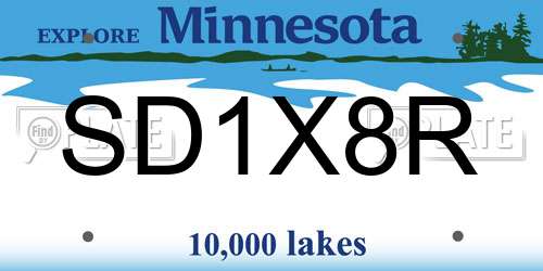 SD1X8R Minnesota License Plate