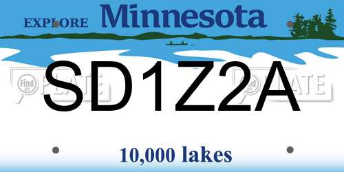 SD1Z2A Minnesota License Plate