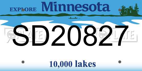 SD20827 Minnesota License Plate