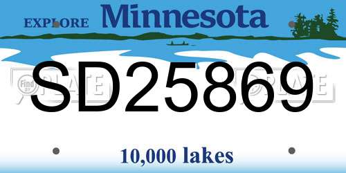 SD25869 Minnesota License Plate