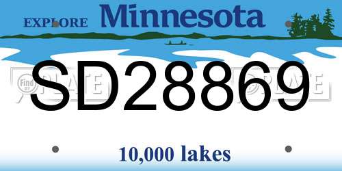 SD28869 Minnesota License Plate