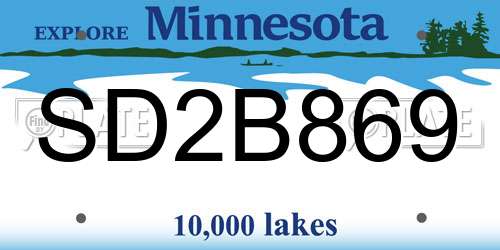 SD2B869 Minnesota License Plate