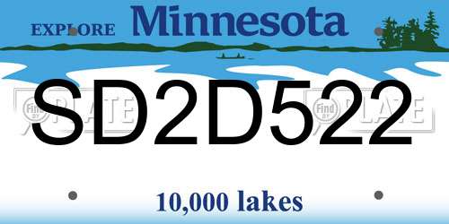 SD2D522 Minnesota License Plate
